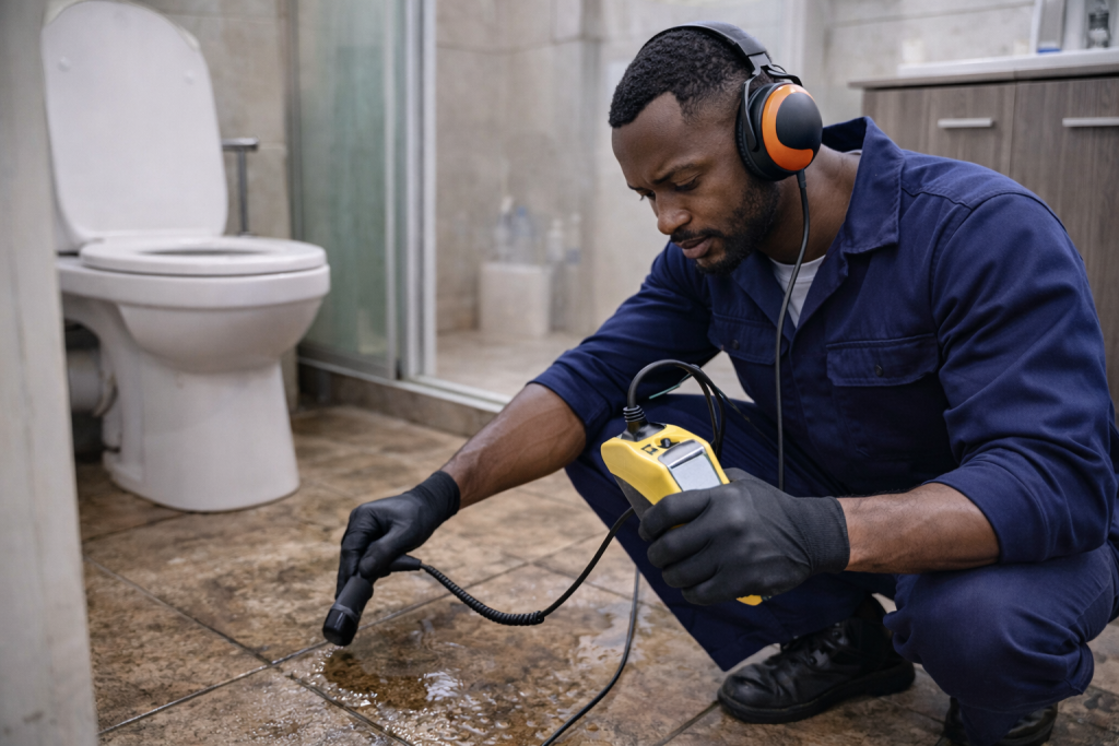 Professional leak detection in Mitchells Plain locating hidden water pipe leaks in walls and floors