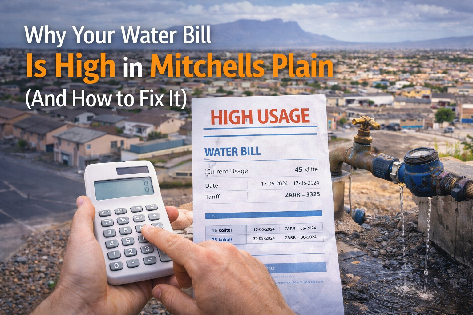 High water bill Mitchells Plain caused by hidden plumbing leak