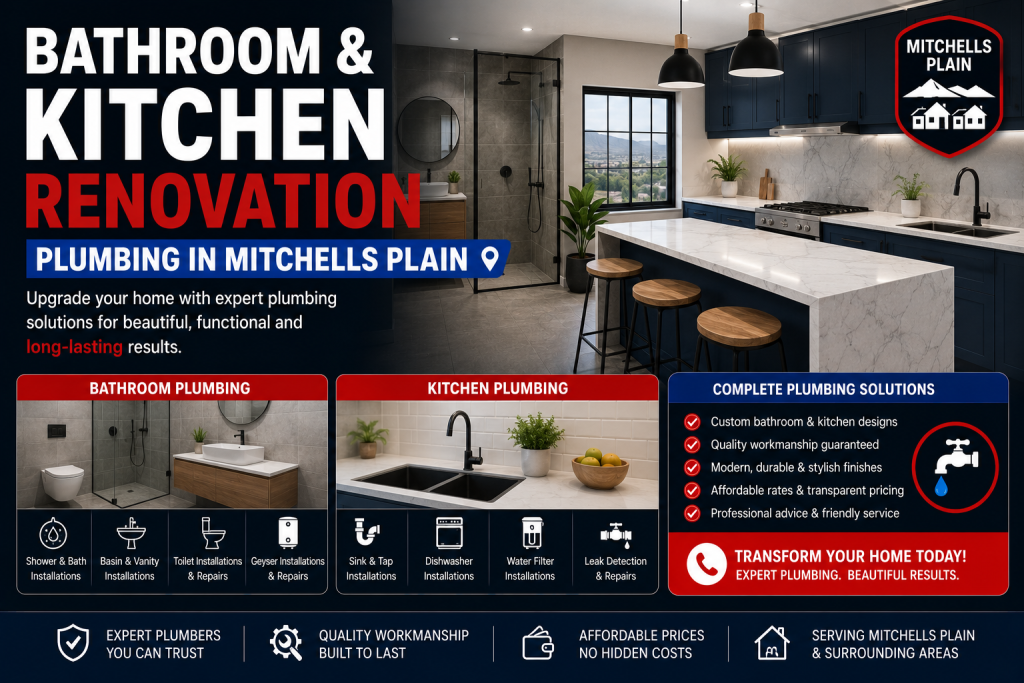 Bathroom renovation plumbing installation in Mitchells Plain