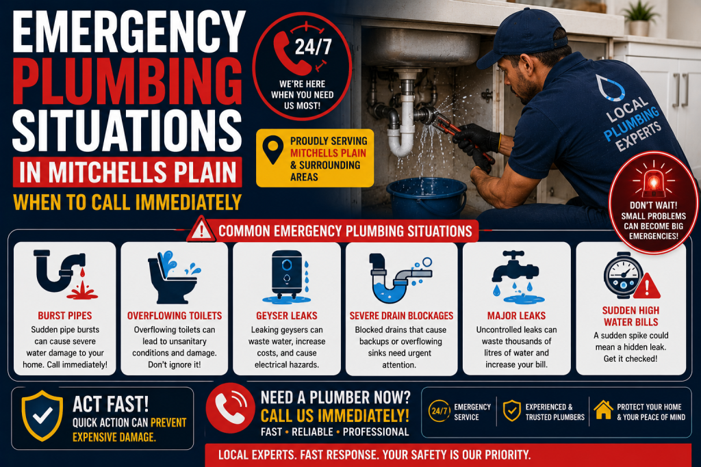Emergency plumbing situation in Mitchells Plain home
