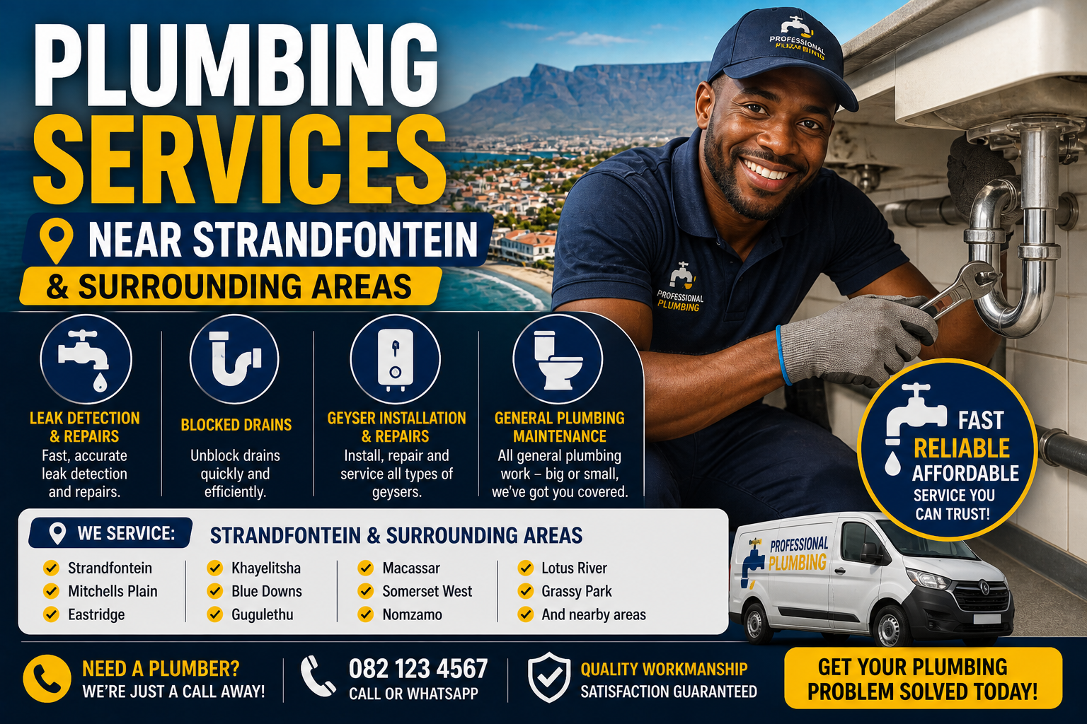 Plumbing services near Strandfontein fixing pipe leak