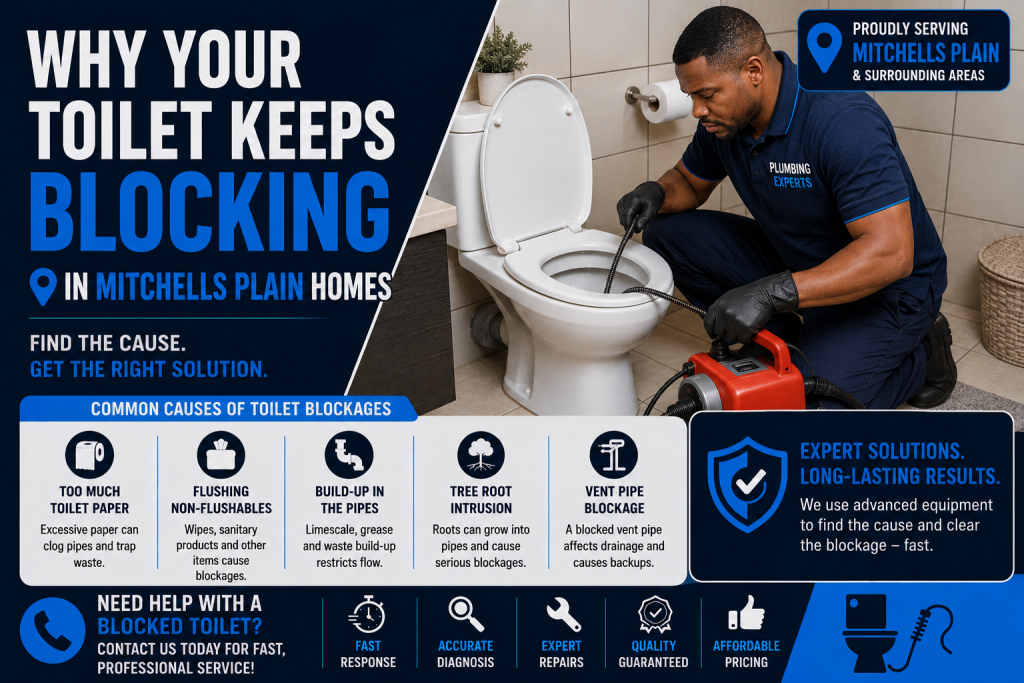 Blocked toilet in Mitchells Plain home causing overflow