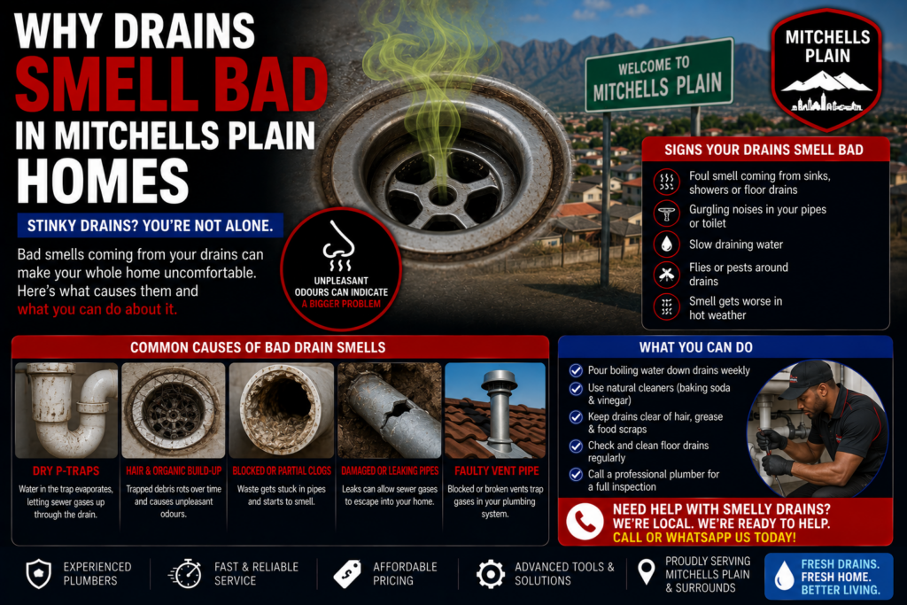 Bad drain smell problem in Mitchells Plain home